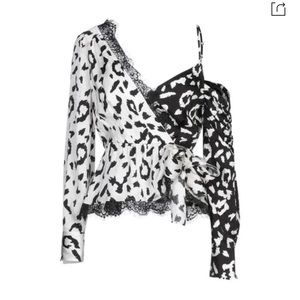 Self portrait black and white leopard top